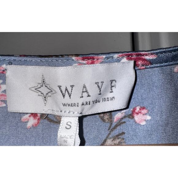 WAYF Dusty Blue Floral Puff Sleeve Top | Size Small | NWT - Picture 4 of 6